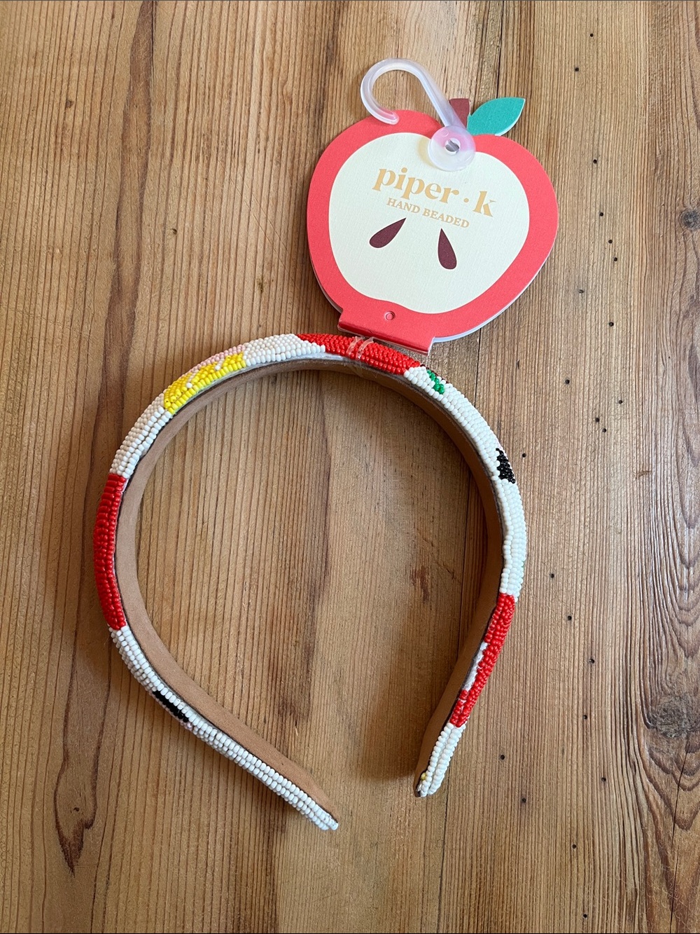 New! PIPER K Kids Hand Beaded Apple Headband Back-To-School